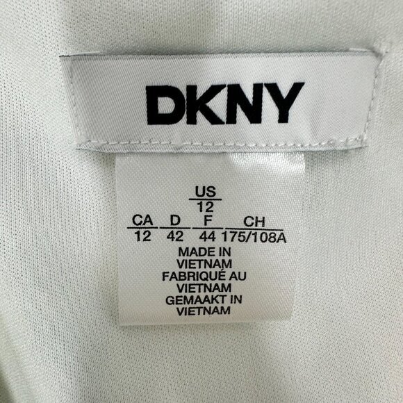 DKNY Women's Size 12 Green Yellow Floral Sheer Overlay V Neck Midi Dress Wedding - Picture 9 of 11